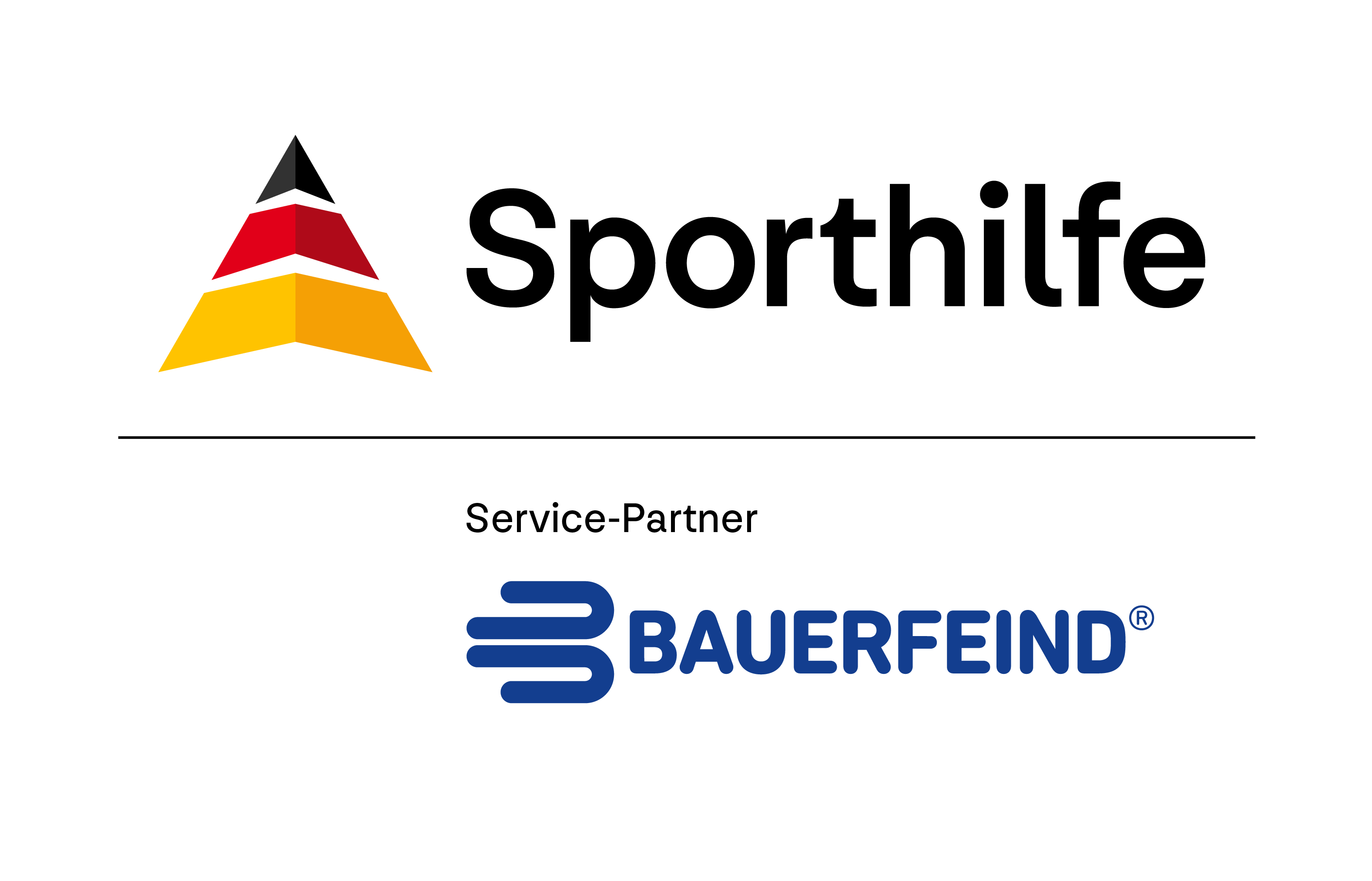 Logo verticale della partnership sportiva tra Bauerfeind e Deutsche Spenthilfe