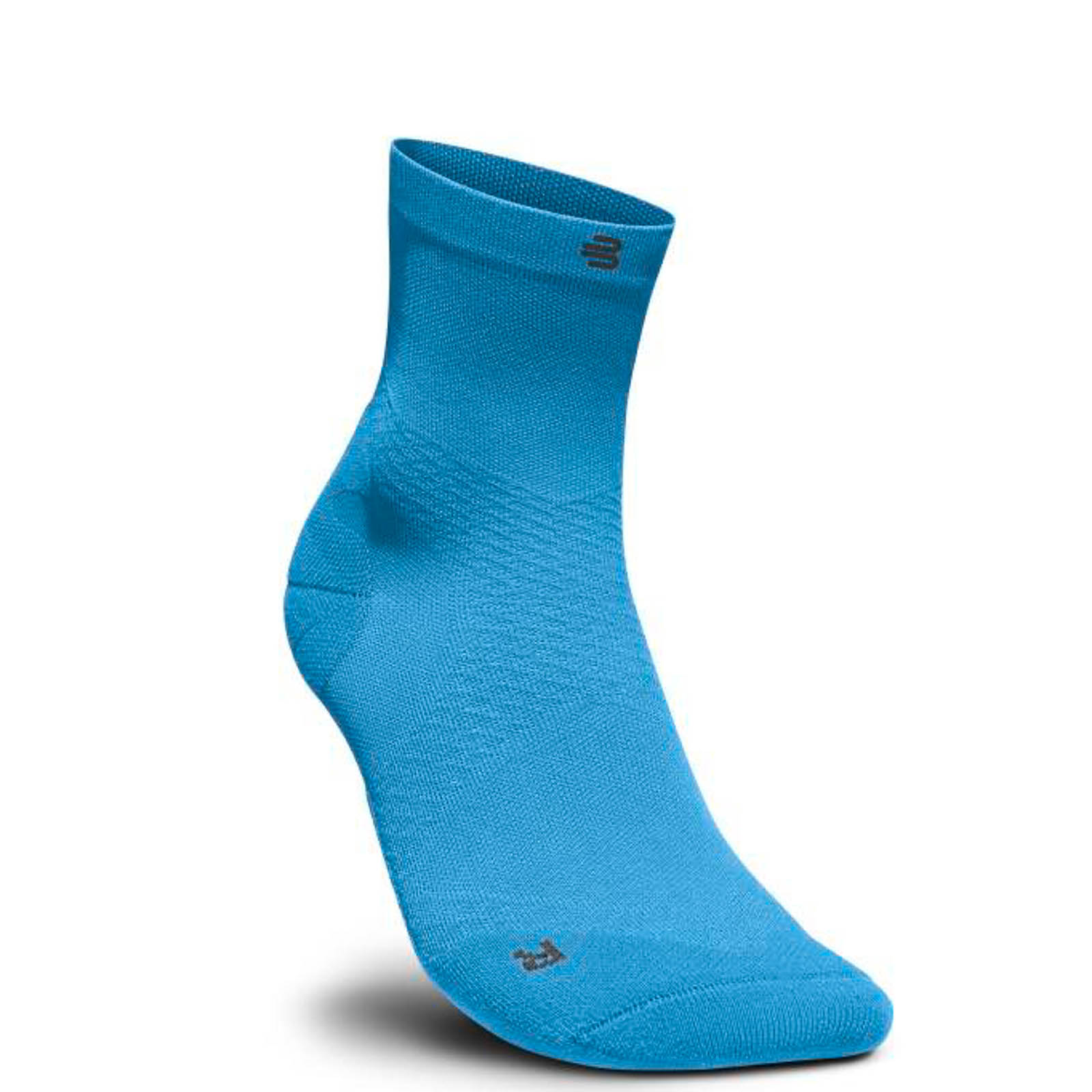 Calza Bauerfeind Sports Run-Ultralight-Mid-Cut in blu. Una calza leggera a mezza altezza progettata appositamente per la corsa.